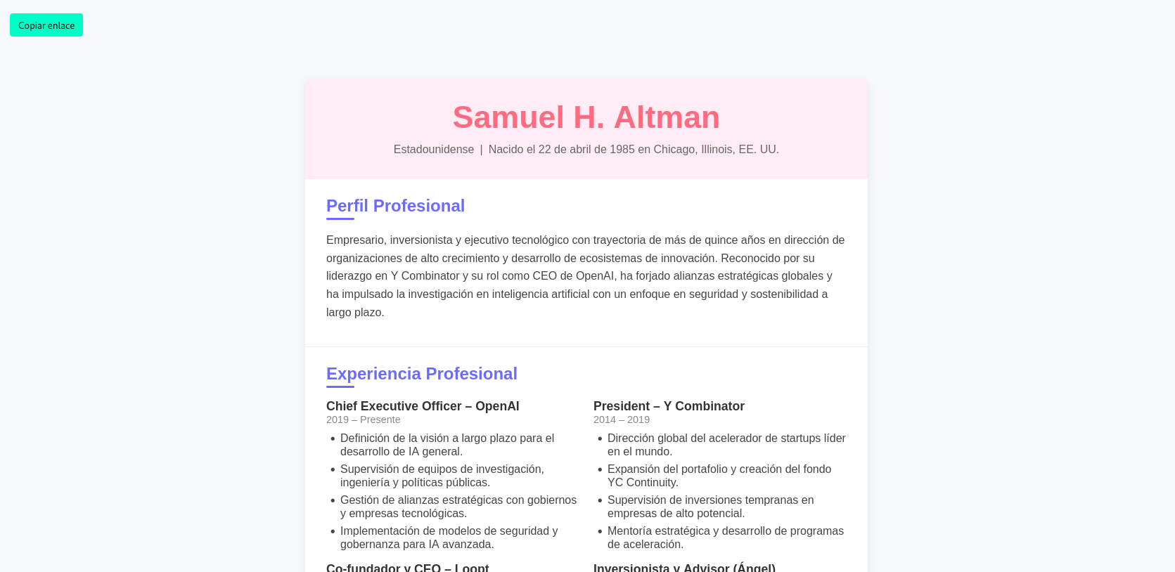 Portada de un CV generado con IA